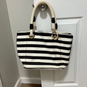 Michael Kors Black and White Striped Bag.